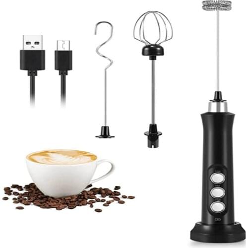 New 3 In 1 Electric Mini Milk Frother USB Handheld Egg Beater Whisk Coffee Cappuccino Frother Kitchen Tools Accessories 2020