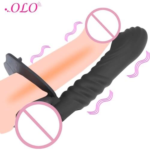 OLO Strap On Penis Double Penetration Anal Plug Vagina Dildo Butt Plug Vibrator Stimulator Massager Sex Toys For Couples