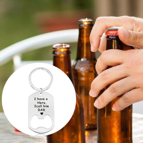 Fathers Day Gift Bottle Opener Keychain Dad You are The World from Daughter Son Wife Stainless Steel Keychain for Dad