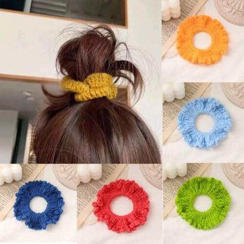 Ruoshui Woman Wool Hair Ties Girls Scrunchies Hair Accessories Winter Headwear Ponytail Holders Rubber Band Ornaments