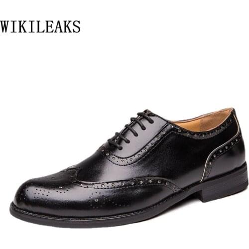 Italian Black Men Dress Shoes Oxford Brogue Shoes Men Brown Formal Man Wedding Shoes 2021 Chaussure De Homme Zapatos De Hombre
