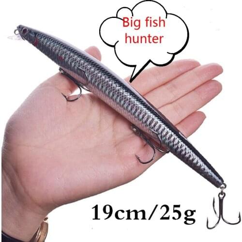 Ultra-long Casting Floating Black Minnow Fishing Lure 190mm 25g Sea Fishing Hard Bait Piura Seabass Bait Sjerkbait Suspending