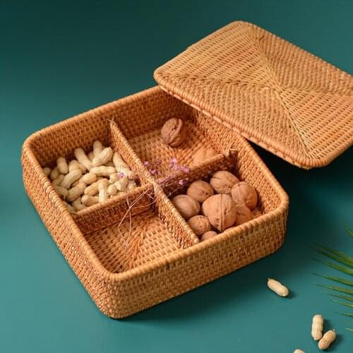 Vietnam Specialties Autumn Rattan Woven Storage Portable Fruit Basket Candy Snack Snack Plate Storage Box