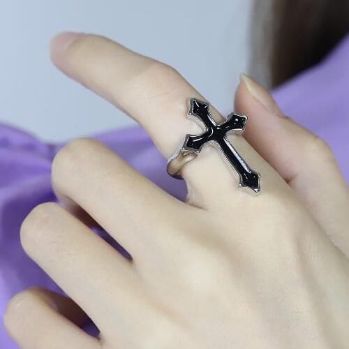 Vintage Style Antique Cross Retro Male Boho Jewelry Viking Ring Female Black Amulet Vintage Rune Rings for Women Men Bohemia