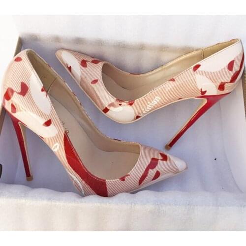 Fashion free shipping Women lady Patent Graffiti PRINT LEATHER Poined Toe Stiletto high heel pump HIGH-HEELED SHOES Wedding