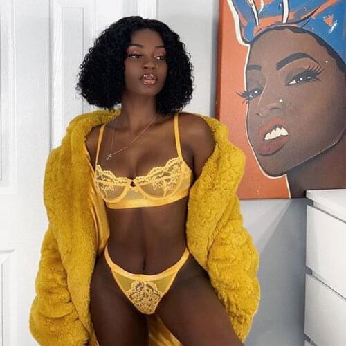 Womens Lingerie Sexy Hot Transparent Underwear Panties See Through Lace Nightwear Two Piece Set