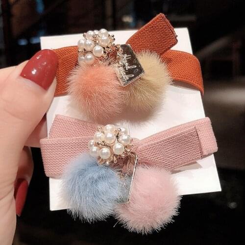 1PC Korean Adult Pearl Wool Ball Elastic Hair Bands For Womens Simple Girls Hair Circle Hair Rope Hair Accessories HeadWear