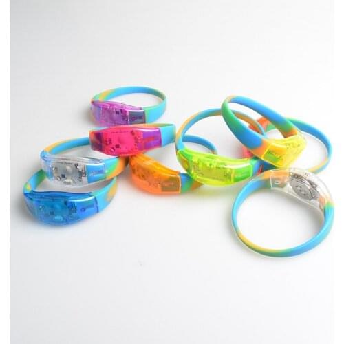 10pcs LED Glowing Luminous Voice Control Color Wristband Bracelet Party Carnival Concert Bar Adult Accessories Children Toys