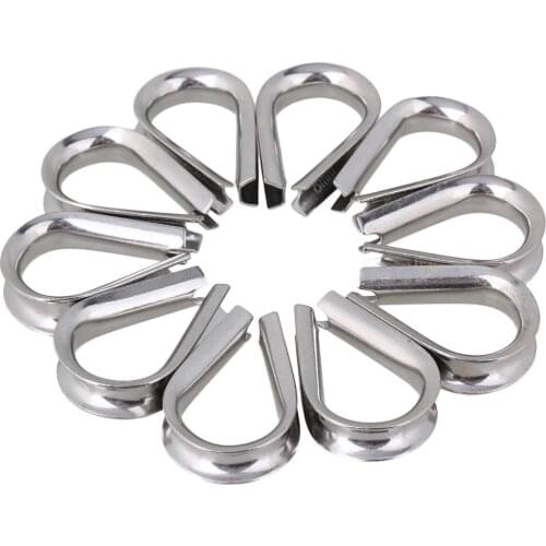 10x M8 Silver Wire Rope Anchor Line Thimbles for Boats Protective European Style