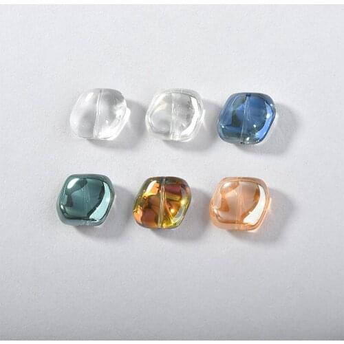 18mm square shape 100pcs/lot perforation glass beads diy jewelry earrings/necklace/bracelet pendant accessory