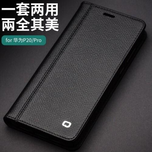 2 in 1 Genuine Leather Luxury Flip Kickstand Case for Huawei P20 Pro Business Wallet Card Slots Back Cover for Huawei P20 Pro