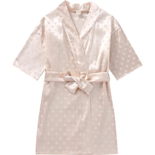2021 Fashion summer Pink pajamas For Girls Nightgown Pajamas Ice Silk Embroidery Letter Bathrobe Home Service 2-6yrs Wear