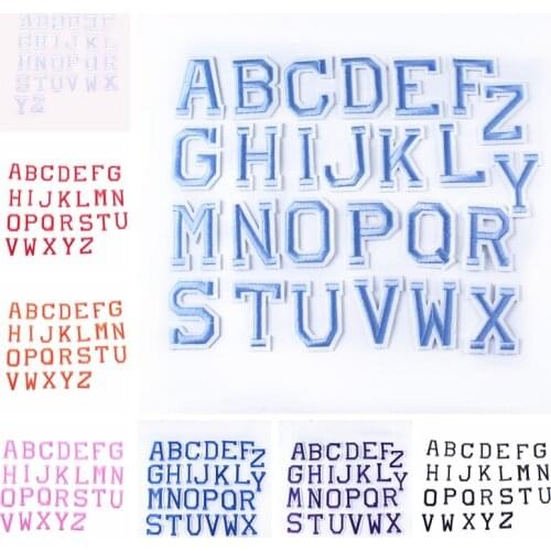 26PCs/lotion English Letters Patch Embroidered Iron-on Patch for Clothing English Alphabet Words Strips Badge Garment Accessory