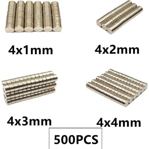 500PCS/LOT NdFeB Magnet 4*1 4*2 4*3 4*4 N35 Disc MAGNET 4x1 4x2 4x3 4x4 Round Speaker Neodymium Magnets 4mm x 1mm 2mm 3mm 4mm