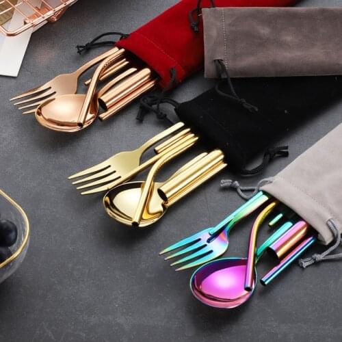 8Pcs 304 Stainless Steel Cutlery Set Kitchen Tableware Set Knife Fork Spoon Dinnerware Silverware Supplies For Party Dinner Gift