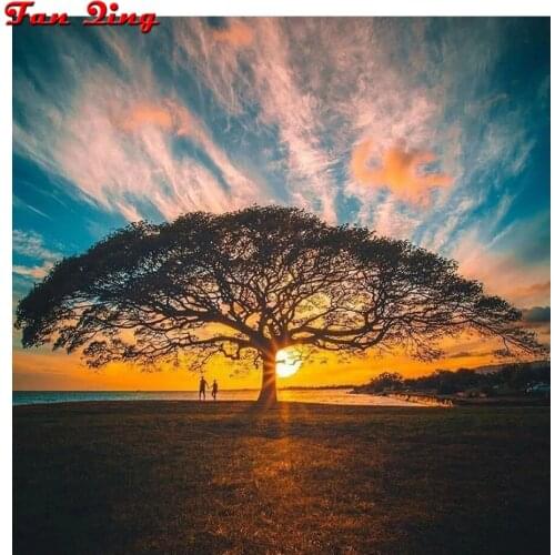 Full Square Diamond 5D DIY Diamond Painting "Sunset tree" Embroidery Cross Stitch Rhinestone Mosaic Painting Decor Gift