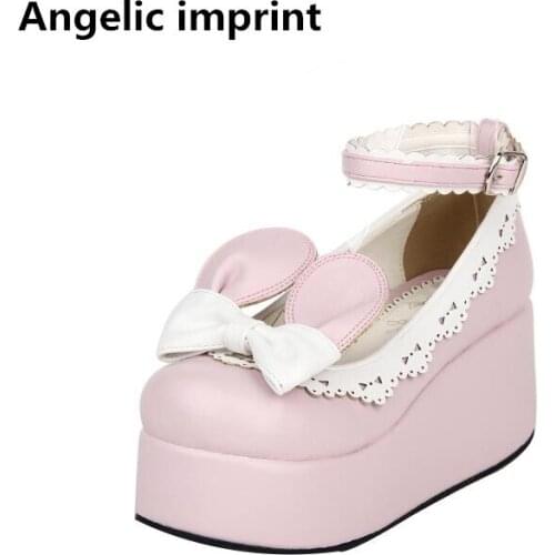 Angelic imprint mori girl lolita shoes woman cosplay shoes lady high heels wedges Pumps women princess dress sweet party shoes