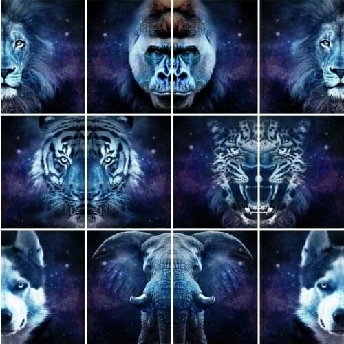 AZQSD Diamond Painting Full Square New Arrival Lion Starry Sky Handmade Gift Diamond Embroidery Animals Mosaic Decor For Home