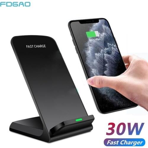 FDGAO 30W Qi Wireless Charger Stand For iPhone 12 11 XS XR X 8 Samsung S20 S10 Induction Fast Charge Dock Station Phone Charger