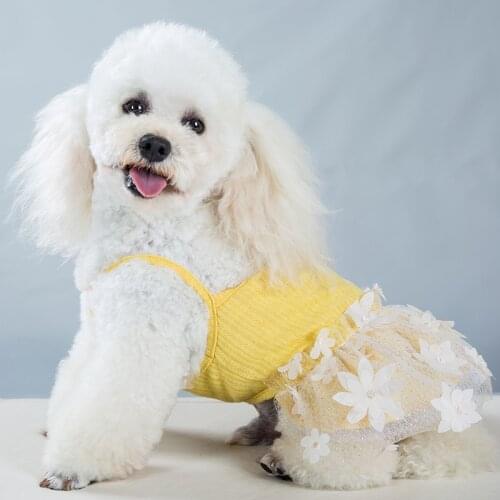 Flowers Design Lace Dog Cat Dress Vest Pet Puppy Shirt Skirt Princess Halter Dress Mesh Gauze Bouffant Dress Pet Clothes