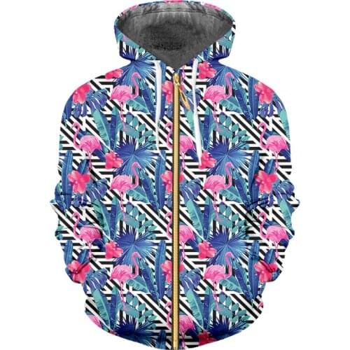 IFPD EU Size 3D Zipper Hoodies Sweatshirt Men Anime Flamingo Banana Leaves Sweatshirt Print Casual Hip Hop Pullover Dropshipping