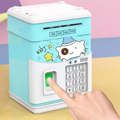 Kid Piggy Bank Electronic ATM Password Fingerprint unlock Money Box Automatic Cash Coins Saving Box Children Christmas Gifts