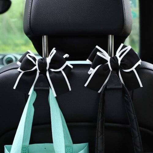 12*11.5cm 1 Pc Creative Bowknot Car Multifunctional Seatback Hook Handbag Car Interior Bow Auto Accessories Automotive Interior