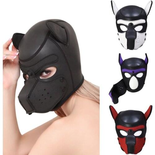 Brand New Fashion Padded Latex Rubber Role Play Dog Mask Puppy Cosplay Full Head with Ears Role Play