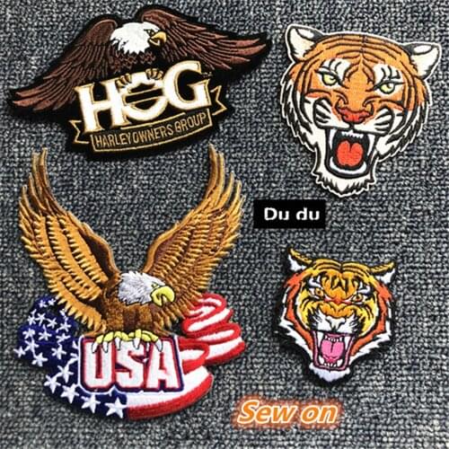 Sew on Clothes Embroidery Patches Tiger head Badges T-shirt Down Jacket Beautify Patches DIY