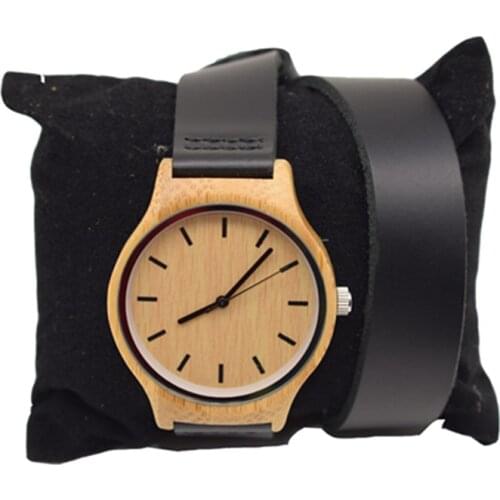 Newest Fashion Womens Leather Bamboo Wooden Watches With Long Geunine Leather For Christmas Gifts