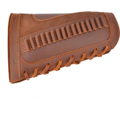 Shotgun Buttstock Rifle Cheek Rest Riser Pad Genuine Leather Cartridges Holder Shooting Hunting Gun Accessories