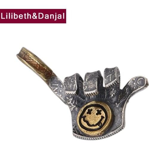 Cartoon Smiley Face Finger Letter GABEEN Necklace Pendant Real 925 Sterling Silver Jewelry Women Men 2021 New Free Shipping P9