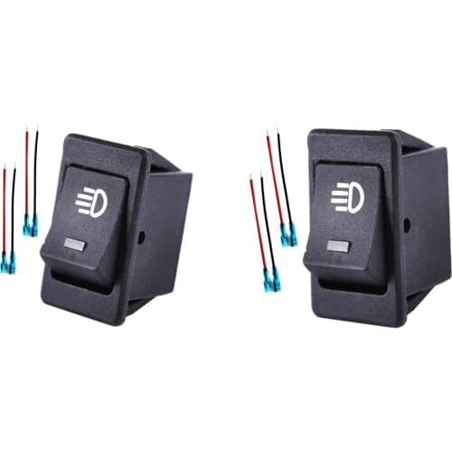 Pair 35A 12V Driving Fog Lamp Rocker Toggle Switch W/ Green + Blue LED Light