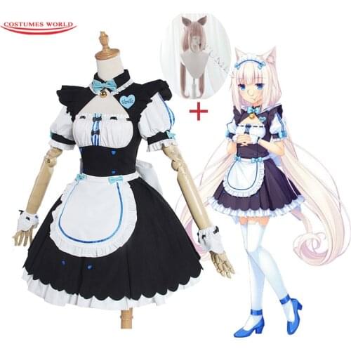 Anime Vanilla nekopara cosplay Wigs Vanilla Chocolat Maid costume Spawn Maid uniform Cosplay Cat neko girl costume Women Dress
