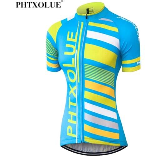 Phtxolue Cycling Jersey Women Summer Blue Breathable Mtb Mountain Bicycle Bike Wear Shirt Cycling Clothing