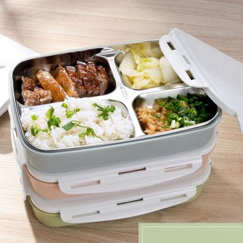 Portable 4-Grids Cute Mini Japanese Bento Lunch Boxs with Compartments Microwave Thermal Lunch Boxs Kids Picnic Food Container