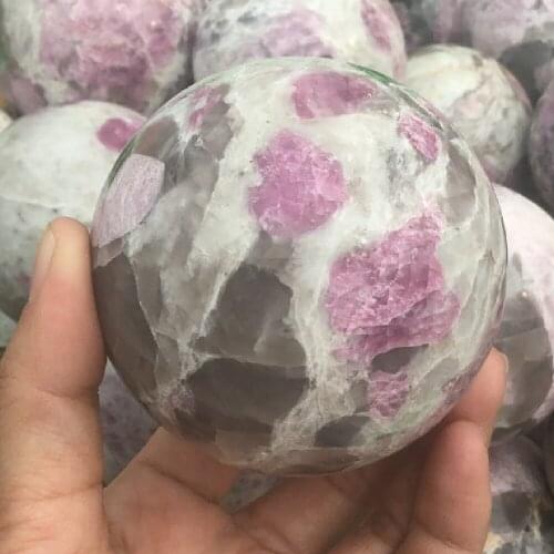 Natural Polished Plum Blossom Tourmaline Sphere Crystal Ball Healing Stones
