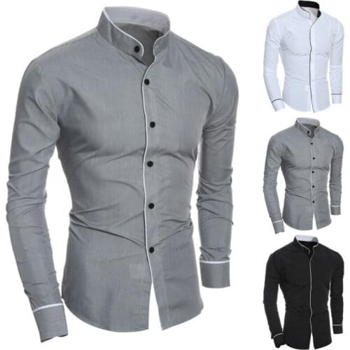 Luxury Mens Stylish Casual Dress Shirt Slim Fit Shirt Long Sleeve Formal Tops