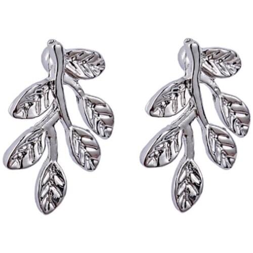 Beautiful Leaves Design Earring Studs Elegant Fashion Women Jewelry Girl Gifts Silver