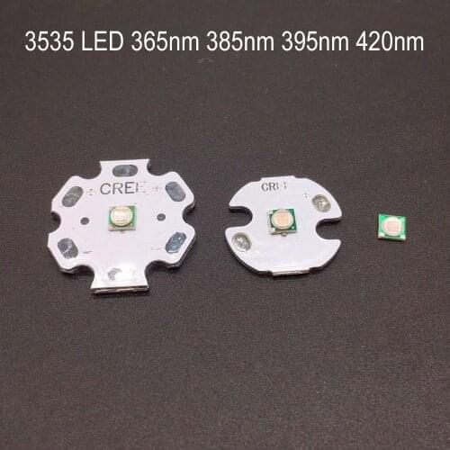 10PCS 3W 3535 High Power LED UV Light Chip 365nm 385nm 395nm 420nm Emitter Diode Ultra Violet DIY With 8/12/14/16/20mm pcb