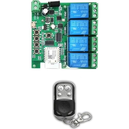 4CH Zigbee Smart Light Switch Module DC 5-32V RF433 Receiver 10A Relays Work with Alexa Assistant,Tuya Smart Life