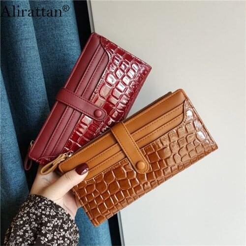 Vintage Crocodile Pattern PU Leather Clutch Bags For Women 2021 Fashion Brand Ladies Long Wallet Card Bag Mobile Phone Bag