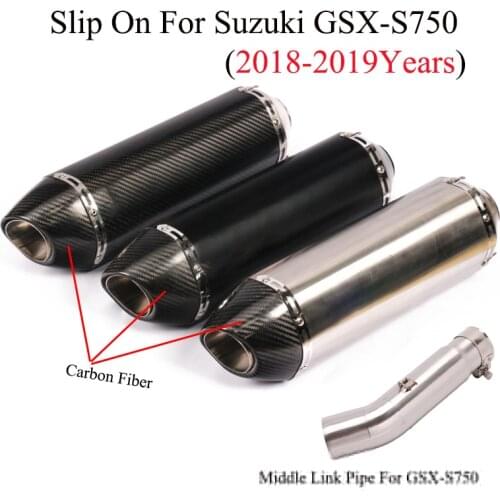 Motorcycle Exhaust Carbon Fiber Muffler Escape Moto Middle Connection Link Pipe Slip on For GSX S750 GSX-S 750 2018 2019 2020