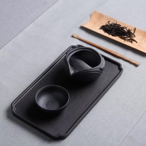 Japanese Teapot Ceramic Tea Cup Coffee Pot Set Portable Travel Tea Set Drinkware Retro Designer Black White Teaware Unique Gift