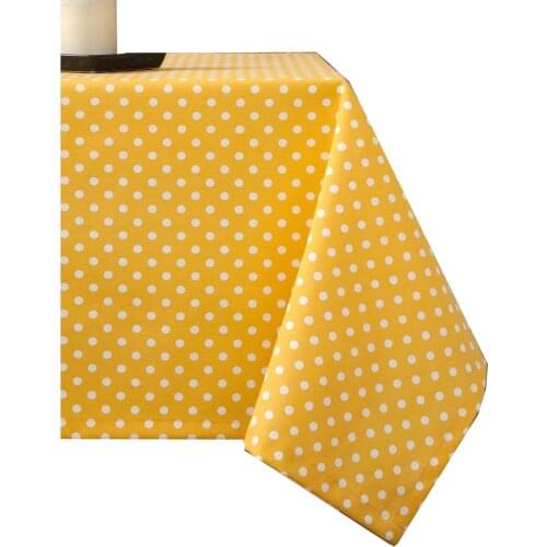 Zeren Home Yellow Ground White Polka Dot Carefree Table Cloth 170x500 cm