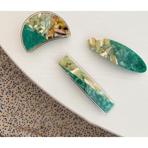 Women Geometric Hair Claws simple graceful Green Marble Acrylic Hair Claw Clips ladies Girls Make UP Clamps Accessories Headwear