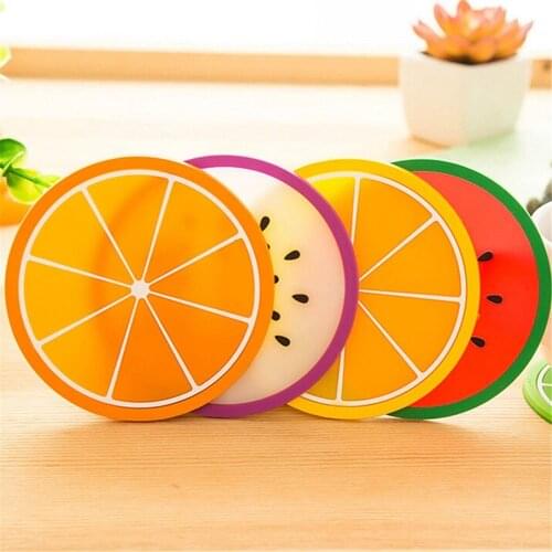 1pc Creative Cup Pads Fruit Shape Coaster Silicone Insulation Mat Hot Drink Holder Kitchen Dining Bar Table Decorations