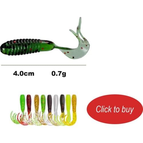 4cm 10PCS Curl Tail Worm Soft Lure Artificial Fishing Lures Swimbait Tail Grub Lures Worm Grub Lures Baits Silicone Fishing Tack