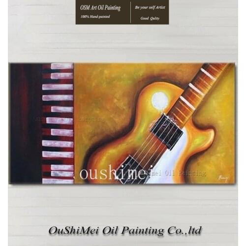 100% Hand Painted Large Abstract Guitar Paintings Wall Art Home Decoration Home High Quality Unique Gift Music Picture On Canvas