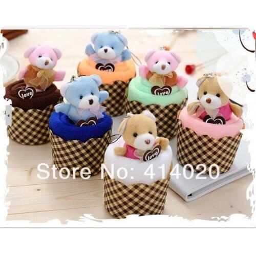 200 pcs+boxes 2021 Hot Sale!Party Supplies Wedding Favors And Gifts Wholesale Microfiber High Absorbent Teddy Bear Cake Towel